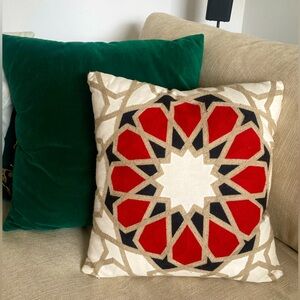 Moroccan Handmade Kaleidoscope Decorative 18” Red White Beige Black Pillows
